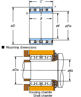 Four-row SKF,NSK,NTN,Timken cylindrical roller bearings 104FC74535C