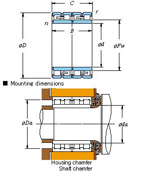 All kinds of faous brand Bearings and block Four-row cylindrical roller bearings 74FC52400W