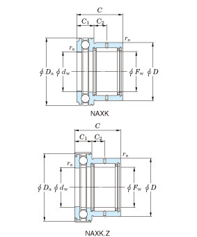 All kinds of faous brand Bearings and block Combined needle roller bearings – ball thrust series – NAXK,NAXK.Z NAXK15