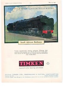 Timken Original and high quality British s South African Railways Leslie Carr 1947 Vintage Advert