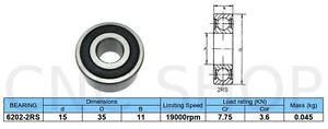 6202 SKF,NSK,NTN,Timken 2RS BEARING 15mm X 35mm X 11mm DEEP GROOVE BALL BEARINGS ALTERNATOR CNC