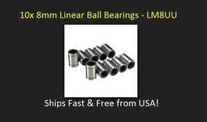 10 SKF,NSK,NTN,Timken Linear Bearings LM8UU 8MM RepRap Prusa Mendel DIY CNC Motion