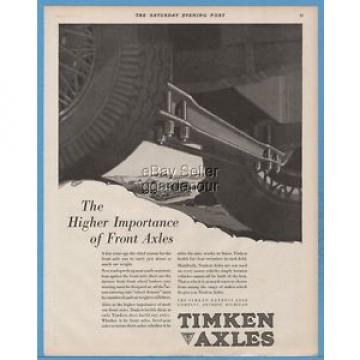 All kinds of faous brand Bearings and block Timken 1929 Detroit Axle Co Michigan Importance of Front Axles Automobile Ad