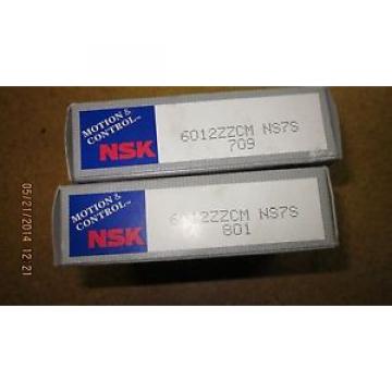 2 NSK 6012ZZ CM DEEP GROOVE BALL BEARING SINGLE ROW DOUBLE SHIELD QUANTITY 2 NSK Country of Japan