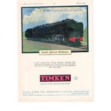 Timken Original and high quality British s South African Railways Leslie Carr 1947 Vintage Advert